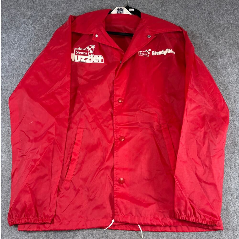 Vintage 50s Nylon Sears Muzzler Windbreaker Jacket Mens Medium Red Steady Rider